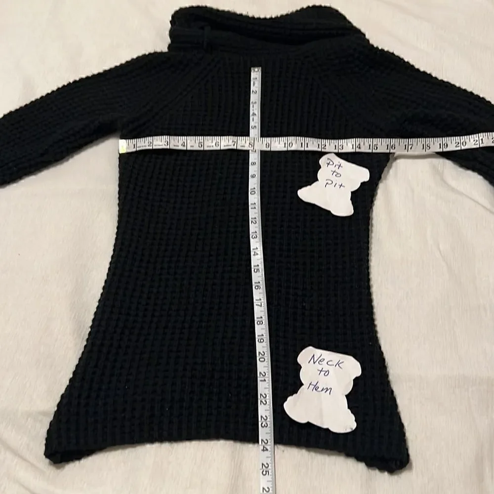 Black size S pullover button accent cowl neck sweater no fading or pilling EUC